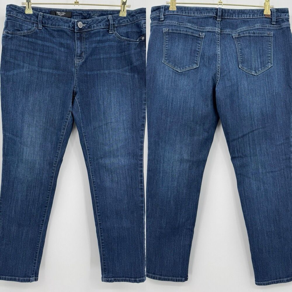 Simply Vera Vera Wang Womens 16P Jean Dark Wash Skinny Mid Rise Denim